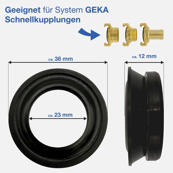 VARIOSAN Schnellkupplung Ersatzdichtung 12388, 10 Stück, universal, Gummi, schwarz, System Geka