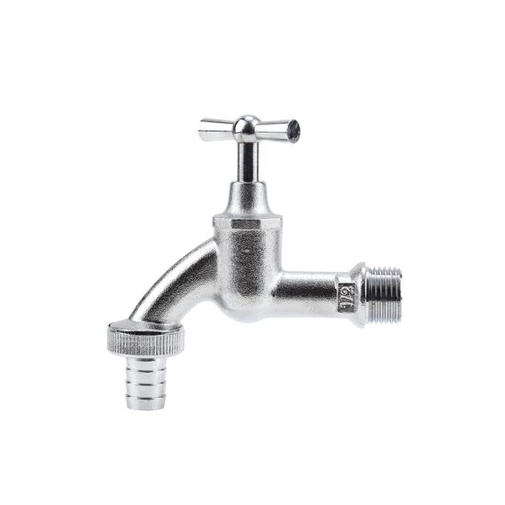 Gardena Wasserhahn mit Schlauchverschraubung: Verchromter Wasserkran für Innen & Außen, 21 mm (G 1/2 Zoll)-Gewinde, für 13 mm (1/2 Zoll)-Schlauch (7330-20)