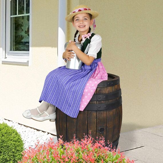 REGENTONNE REGENFASS WASSERFASS REGENWASSERBEHÄLTER REGENWASSERFASS GARTENFASS DESIGNREGENTONNE Eichenfass-Optik (240L)