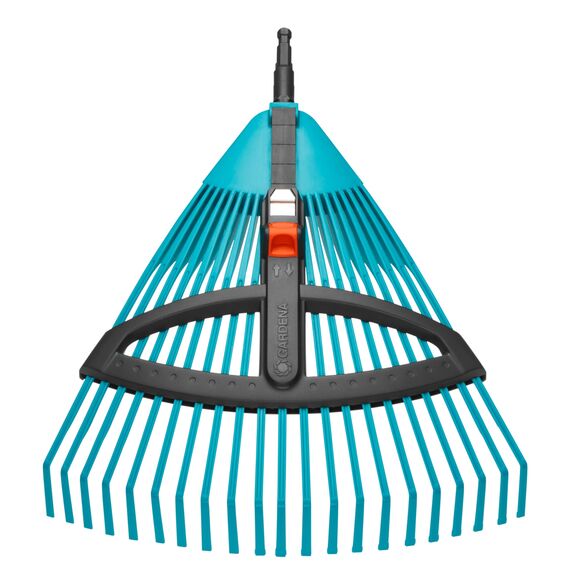 Gardena combisystem-Kunststoff-Verstellbesen: Laubbesen mit verstellbaren elastischen Kunststoffzinken, Arbeitsbreite 35 bis 52 cm, wackelfreies Arbeiten (3099-88)