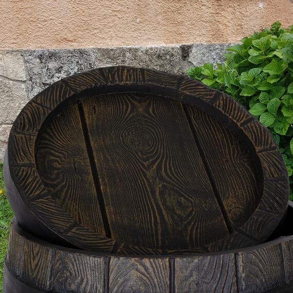 REGENTONNE REGENFASS WASSERFASS REGENWASSERBEHÄLTER REGENWASSERFASS GARTENFASS Eichenfass (120L) Braun