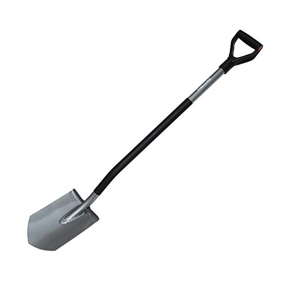 Fiskars Gärtnerspaten für harte, steinige Böden, Spitz, Länge: 125 cm, Hochwertiger Borstahl, Grau/Schwarz, Ergonomic, 1001568