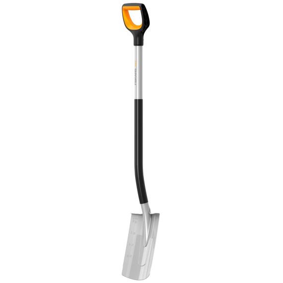 Fiskars Gärtnerspaten für weiche, steinarme Böden, Rund, Länge: 120 cm, Verstärktes Borstahl-Blatt, Schwarz/Orange, Xact, 1066730