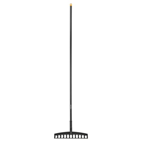 Fiskars Universal-Gartenrechen mit 12 gebogenen Zinken, Breite: 41 cm, glasfaserverstärkter Kunststoff/Aluminium, Schwarz/Orange, Solid, 1003466