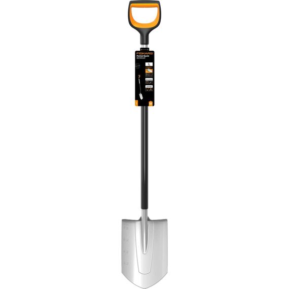 Fiskars Gärtnerspaten für harte, steinige Böden, Spitz, Länge: 120 cm, Verstärktes Borstahl-Blatt, Schwarz/Orange, Xact, 1066729