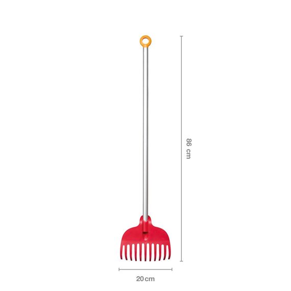 Fiskars Kinder-Laubbesen, Mit 11 Zinken, Länge: 86 cm, Kunststoff-Zinken/Aluminium-Stiel, Rot/Grau/Orange, MyFirst Fiskars, 1001419