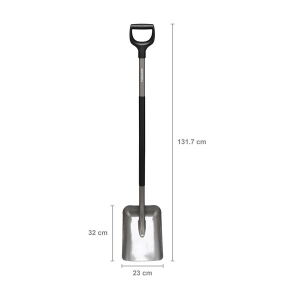 Fiskars Schaufel, Breite: 23 cm, Länge: 131,7 cm, SoftGrip, Hochwertiger Borstahl, Grau/Schwarz, Ergonomic, 1066712