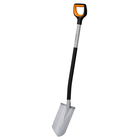 Fiskars Gärtnerspaten für harte, steinige Böden, Spitz, Länge: 120 cm, Verstärktes Borstahl-Blatt, Schwarz/Orange, Xact, 1066729