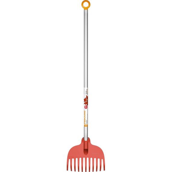 Fiskars Kinder-Laubbesen, Mit 11 Zinken, Länge: 86 cm, Kunststoff-Zinken/Aluminium-Stiel, Rot/Grau/Orange, MyFirst Fiskars, 1001419