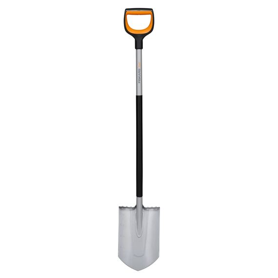 Fiskars Gärtnerspaten für harte, steinige Böden, Spitz, Länge: 120 cm, Verstärktes Borstahl-Blatt, Schwarz/Orange, Xact, 1066729
