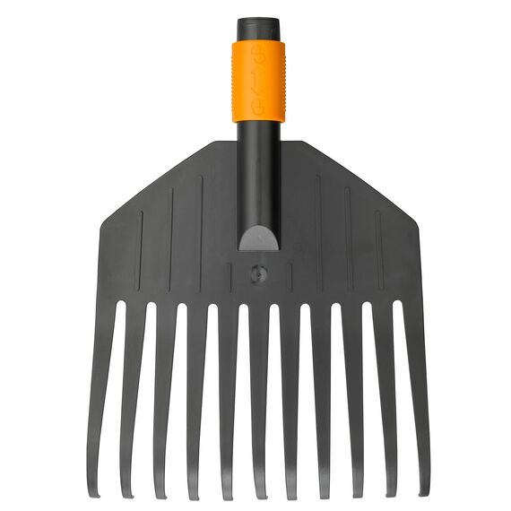 Fiskars Laubbesen, Werkzeugkopf, Klein, 11 Zinken, Breite: 21,3 cm, Kunststoff-Zinken, Schwarz/Orange, QuikFit, 1000659