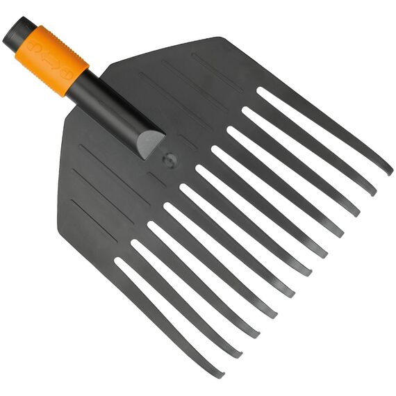 Fiskars Laubbesen, Werkzeugkopf, Klein, 11 Zinken, Breite: 21,3 cm, Kunststoff-Zinken, Schwarz/Orange, QuikFit, 1000659
