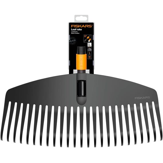 Fiskars Laubbesen, Werkzeugkopf, 25 Zinken, Breite: 50 cm, Kunststoff-Zinken, Schwarz/Orange, QuikFit, 1000642