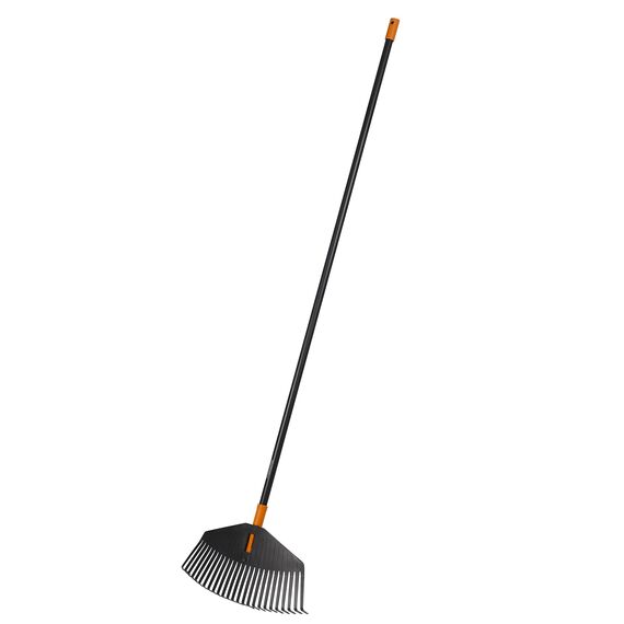 Fiskars Laubbesen, 25 Zinken, Länge: 170 cm, Breite: 41,5 cm, Kunststoff-Zinken/Aluminium-Stiel, Schwarz/Orange, M, Solid, 1003464