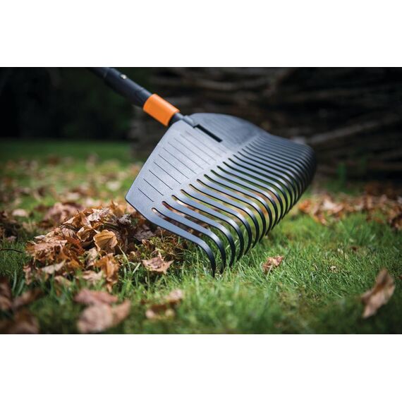 Fiskars Laubbesen, Werkzeugkopf, 25 Zinken, Breite: 50 cm, Kunststoff-Zinken, Schwarz/Orange, QuikFit, 1000642
