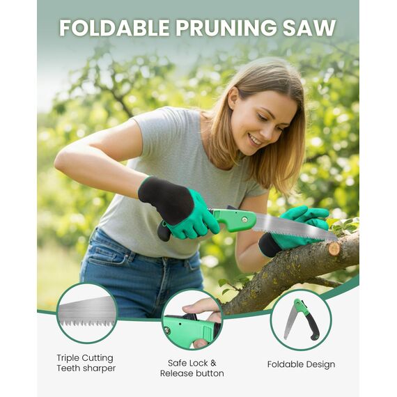 YAUNGEL Gartenwerkzeug Set, 10 Stück Schwerlast Edelstahl Gartenarbeit Kit, Gartengeräte Set mit Non-Slip Holzgriff- Garten Geschenke Verpackung für Frauen Männer