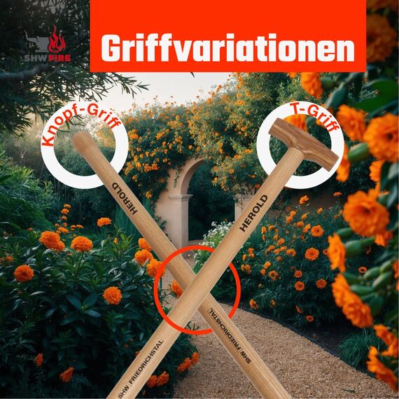 SHW FIRE | Spaten für Harte, steinige Böden - 95cm Eschenstiel mit T-Griff, Geschärftes Spatenblatt mit Trittkante - Robuster Gartenspaten für BAU und Hof - Spaten mit Stiel | Made in Germany