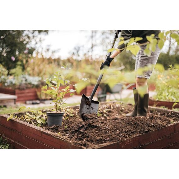 Fiskars Gärtnerspaten, Spitz, Spaten für harte, steinige Böden, Länge: 125 cm, Hochwertiger Borstahl, Grau/Schwarz, Ergonomic, 1070639