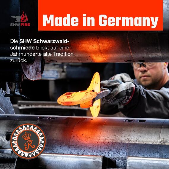 SHW FIRE | Spaten für Harte, steinige Böden - 95cm Eschenstiel mit T-Griff, Geschärftes Spatenblatt mit Trittkante - Robuster Gartenspaten für BAU und Hof - Spaten mit Stiel | Made in Germany