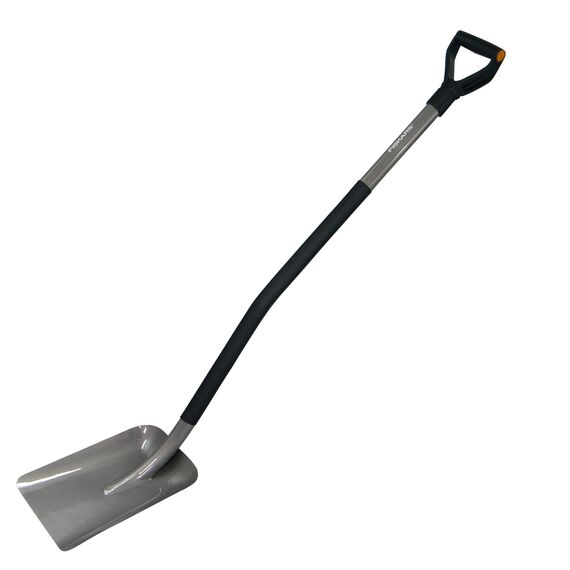 Fiskars Schaufel, Breite 23,5 cm, Länge: 132 cm, Stahl-Blatt und Stiel, Schwarz/Grau, Ergonomic, 1001579