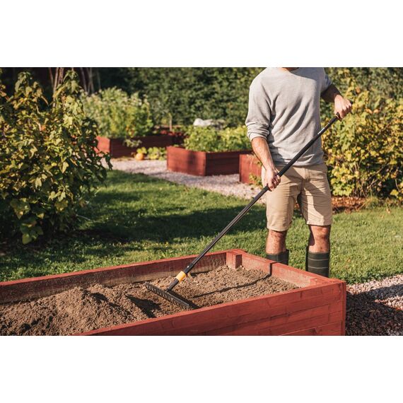 Fiskars Rechen mit 16 Zinken, Werkzeugkopf, Breite: 40 cm, Gehärtete Stahlzinken, Schwarz/Orange, QuikFit, 1000654