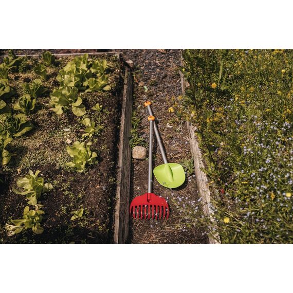 Fiskars Kinder-Laubbesen, Mit 11 Zinken, Länge: 86 cm, Kunststoff-Zinken/Aluminium-Stiel, Rot/Grau/Orange, MyFirst Fiskars, 1001419