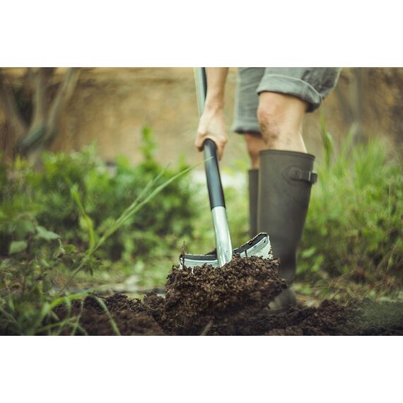 Fiskars Gärtnerspaten für harte, steinige Böden, Spitz, Länge: 125 cm, Hochwertiger Borstahl, Grau/Schwarz, Ergonomic, 1001568
