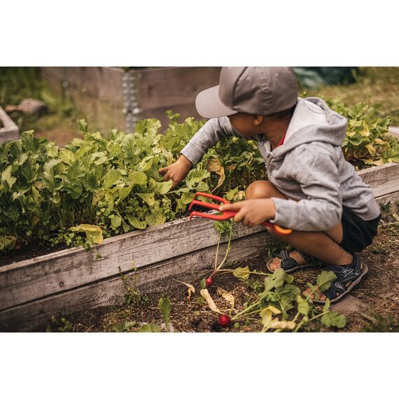 Fiskars Kinder-Blumenkelle und Kinder-Pflanzgabel, 2-in-1-Set, Länge: 24 cm, Glasfaserverstärkter Kunststoff, Grün/Orange und Rot/Orange, MyFirst Fiskars, 1062471