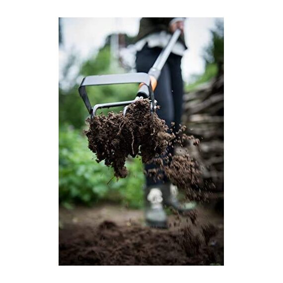 Fiskars Krümmerjäter, Zwei Geräte in einem: Krümmer & Jäter, Gerätekopf, Schwarz/Orange, QuikFit, 1000681