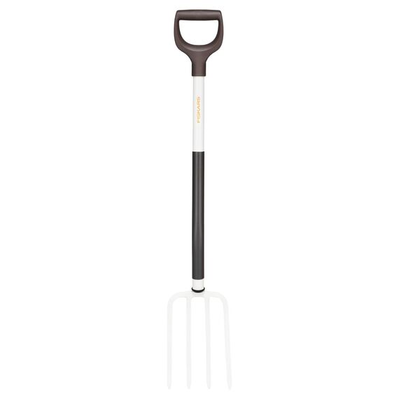 Fiskars Spatengabel für weiche, lockere Böden, Mit 4 Zinken, Länge: 105 cm, Zinken und Stiel aus hochwertigem Stahl, Schwarz/Weiß, White, 1070715