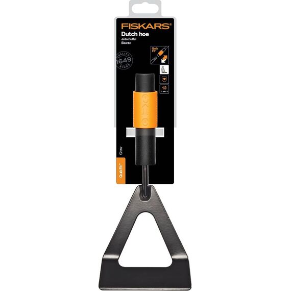 Fiskars Jätschuffel (Dutch Hoe), Gerätekopf, Breite: 12,5 cm, Borstahl-Kopf, Schwarz/Orange, QuikFit, 1000676