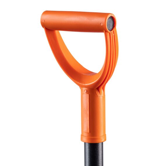 KADAX Drainierspaten, Drainagespaten mit D-Griff, Schaufel aus Stahl, Spitze Schaufel mit Stiel, Gartenspaten zum Löchergraben, Drainageschaufel, Spaten (121 cm, schwarz/orange)