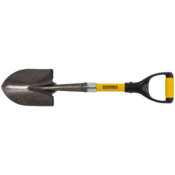 Roughneck Micro Schaufel (690 mm, zum Graben / Schaufeln auf engstem Raum, Klinge aus Karbonstahl, weicher Griff, Schaufel mit Trittkante, für Baustelle / Camping / Garten) 484170