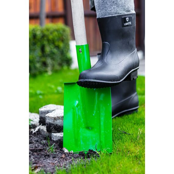 VERTO Gerader Spaten, Holzgriff, T-Griff Breite des Arbeitsteils 18 cm, Länge des Arbeitsteils 30 cm, Gesamtlänge 117 cm, Gewicht: 1,4 kg, lackierter Stahlkopf