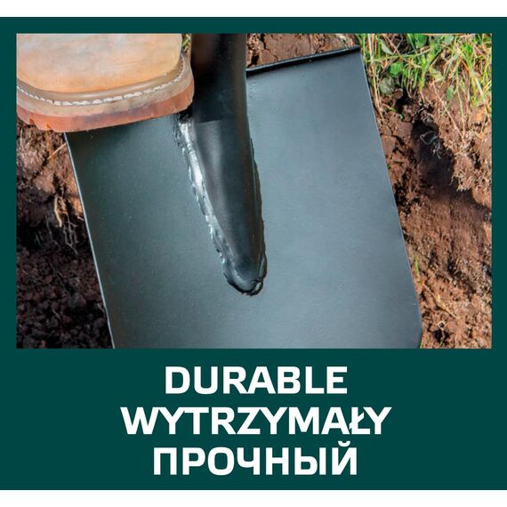 VERTO Spaten Schaufel Gärtnerspaten gehärteter Stahl Hochwertiger Ergonomic Mit Metallschaft Solid Garden Qualitätsstahl zum Umgraben und Ausheben - Grün und Schwarz