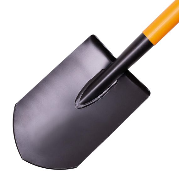MIVOS Spitz-Spaten aus Gehärtetem Stahl - 75 cm - Mini Feldspaten mit Metall-Stiel und D-Griff - Schaufel - Gärtnerspaten - Kleine Spitzschaufel für Garten- und Bauarbeiten - Made in EU