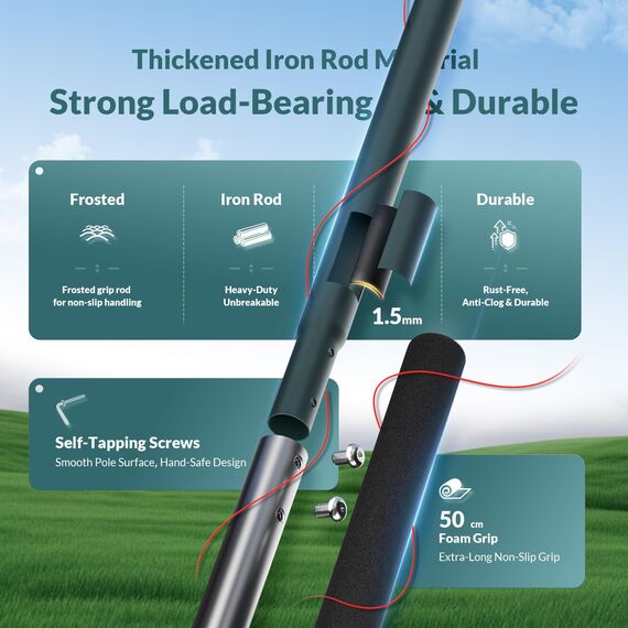 PLBBJH 75*25cm Rasen-Nivellierrechen – Rechen mit vollständig geschlossener Oberseite, strapazierfähiger Rasenausgleicher, kippt nicht so leicht, dicke Stange, Schaumstoffgriff, mattierter Feinkörnung