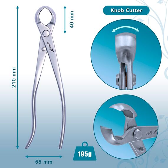 Werkzeugsets für Bonsai 210 mm aus Edelstahl - Knospenzange, Konkavzange mit geradem Schnitt und Etui aus gewachstem Leinentuch