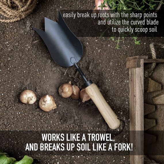 Colwelt Gartengeräte-Set, 8-teilig, Gartengeräte mit Holzgriff, einschließlich Gartentasche, Kniepolster, Handschuhe, Gartenschere, Kelle, Tulpenkelle, Grubber – Gartengeschenke für Damen und Herren