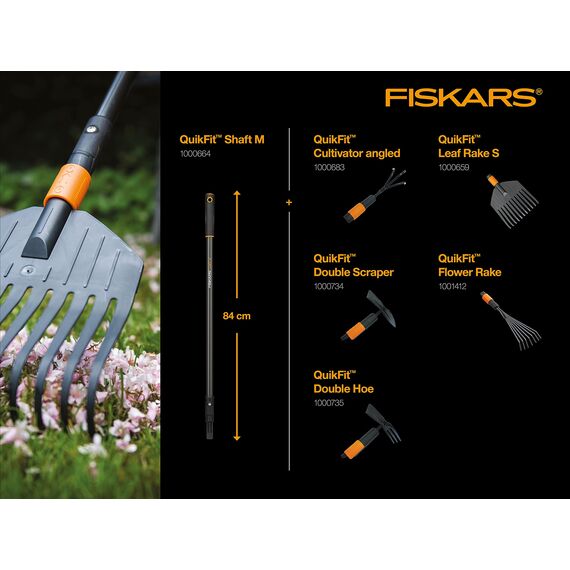 Fiskars Breite Kralle, Kleiner Rechen, Gerätekopf, Breite: 5,5 cm, Schwarz/Orange, QuikFit, 1000683