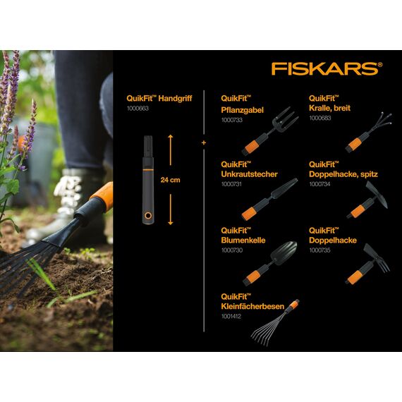 Fiskars Unkrautstecher, Werkzeugkopf, Breite: 3,5 cm, Stahl-Kopf, Schwarz/Orange, QuikFit, 1000731