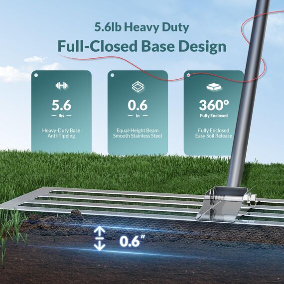 PLBBJH 75*25cm Rasen-Nivellierrechen – Rechen mit vollständig geschlossener Oberseite, strapazierfähiger Rasenausgleicher, kippt nicht so leicht, dicke Stange, Schaumstoffgriff, mattierter Feinkörnung