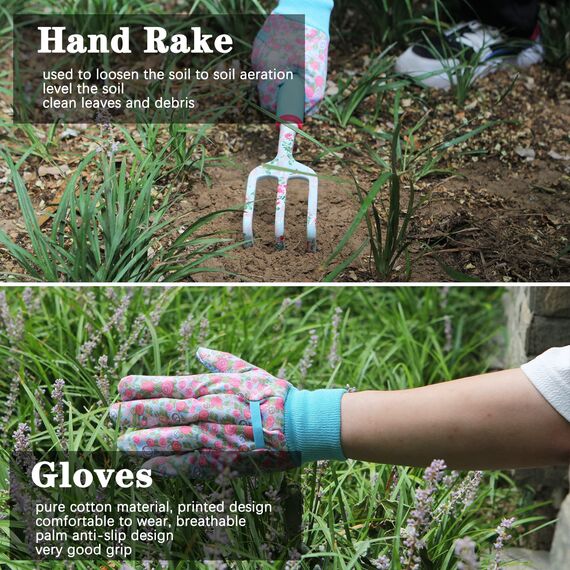 Gartenwerkzeug Set, 16 Stück Blumen Gartengeräte Set Garten-Handwerkzeug-Geschenkset，Gartengeschenke für Frauen und Männer, mit Gartenschere und Aufbewahrungstasche，Garten Zubehör Geschenk