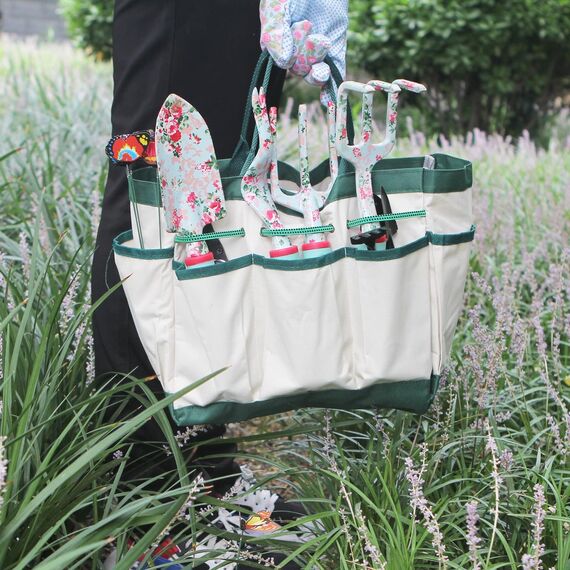 Gartenwerkzeug Set, 16 Stück Blumen Gartengeräte Set Garten-Handwerkzeug-Geschenkset，Gartengeschenke für Frauen und Männer, mit Gartenschere und Aufbewahrungstasche，Garten Zubehör Geschenk