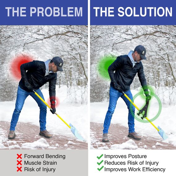 Reach Right Rückenschonender Aufsatz, verwandelt normales Werkzeug in ergonomisches Hof-Werkzeug, Rückenschoner-Griffbefestigung, universell passend für Unkrautfresser, Schneeschaufel, Rasentrimmer,