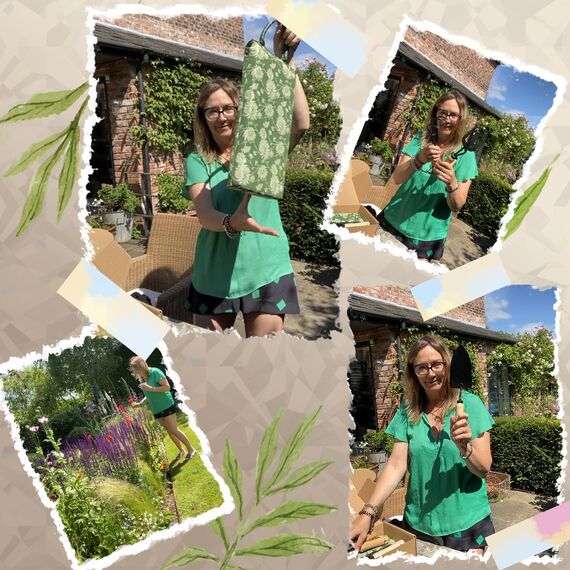 Colwelt Gartengeräte-Set, 8-teilig, Gartengeräte mit Holzgriff, einschließlich Gartentasche, Kniepolster, Handschuhe, Gartenschere, Kelle, Tulpenkelle, Grubber – Gartengeschenke für Damen und Herren