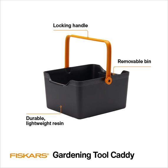 FISKARS Gartengeräte-Caddy mit Kleiner Werkzeugaufbewahrung – geeignet für den Innen- und Außenbereich – aus recyceltem Kunststoff