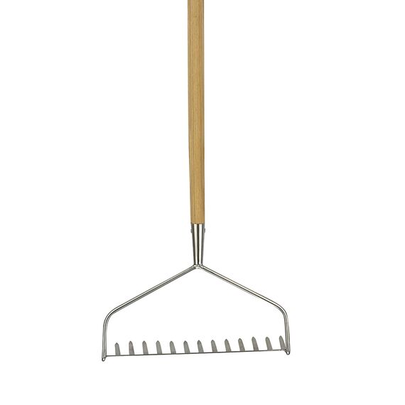 Kent & Stowe Langstiel Gartenrechen – Garten-Harke aus Edelstahl, ideal für alle Böden, Gärtner-Rechen mit Stiel aus Eschenholz, Länge: 158 cm