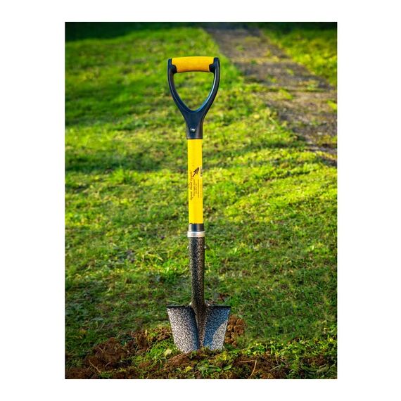 Spear Head Spade Kleine Gartenschaufel mit D-Griff und gepolstertem Griff, Fiberglasgriff mit Karbon-Mangan-Stahlklinge, preisgekrönter Spaten, 76,2 cm Mini-Griff, Gelb
