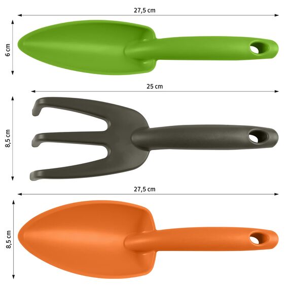 Tramontina 3-teiliges Gartenwerkzeug-Set aus Kunststoff, Handgartenkelle, Grubber, Pflanzkelle, ergonomischen Griffe